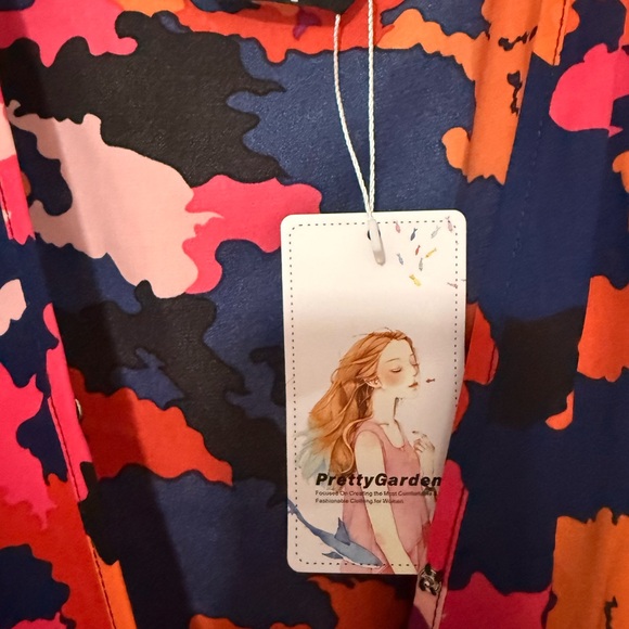 Women's High-Low Wrap Maxi Dress in Pink & Navy Floral - Picture 7 of 8